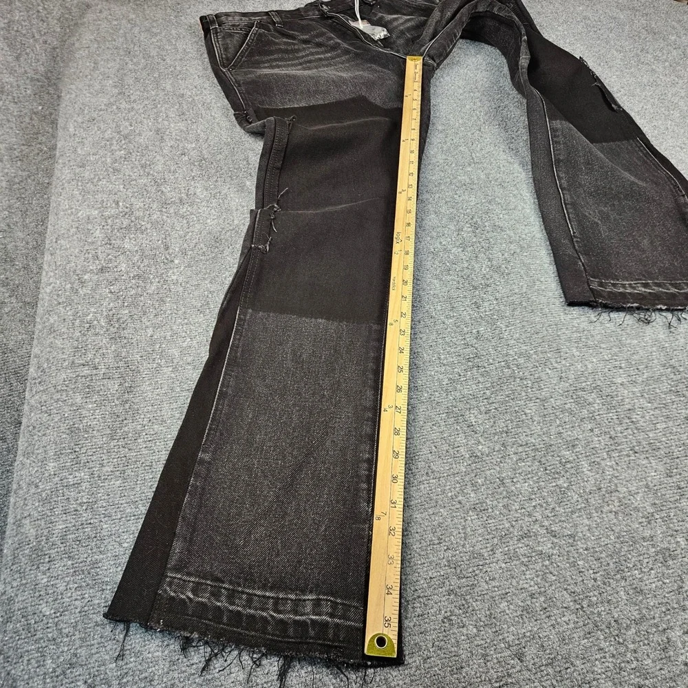 MNML B241 Flared Denim Black Carpenter Jeans Distressed Panelled Mens 34